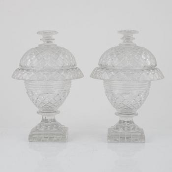 A pair of glass cups, possibly England, 19th century.