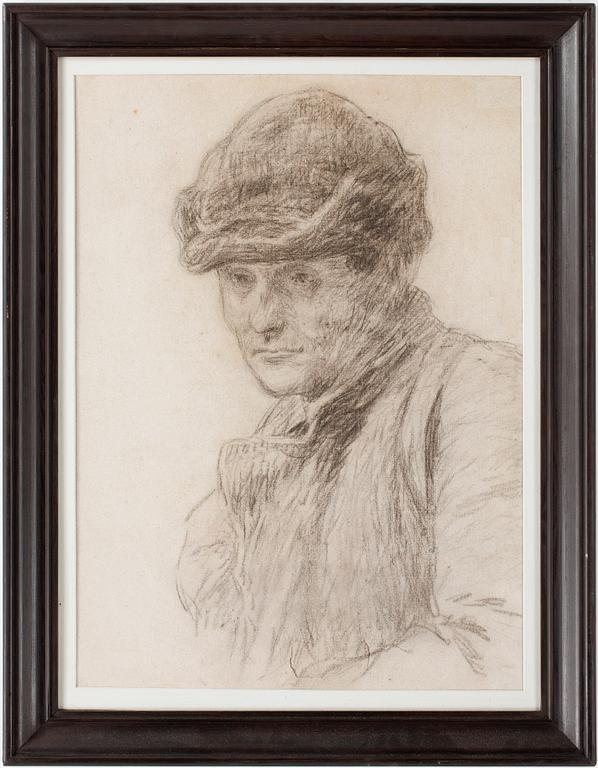 Bruno Liljefors, BRUNO LILJEFORS, Charcoal on paper, ca 1890-93, authenticated with rubber stamp from the artist's deceased estate.