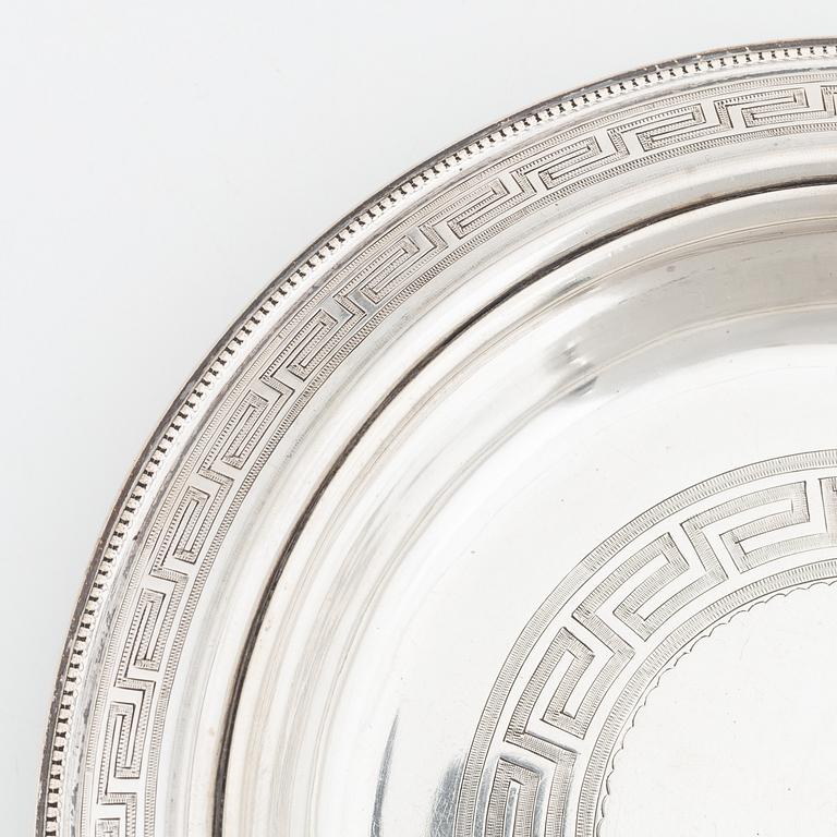 Carl Johan Grönvall, coasters, ett par, silver, Stockholm 1878.