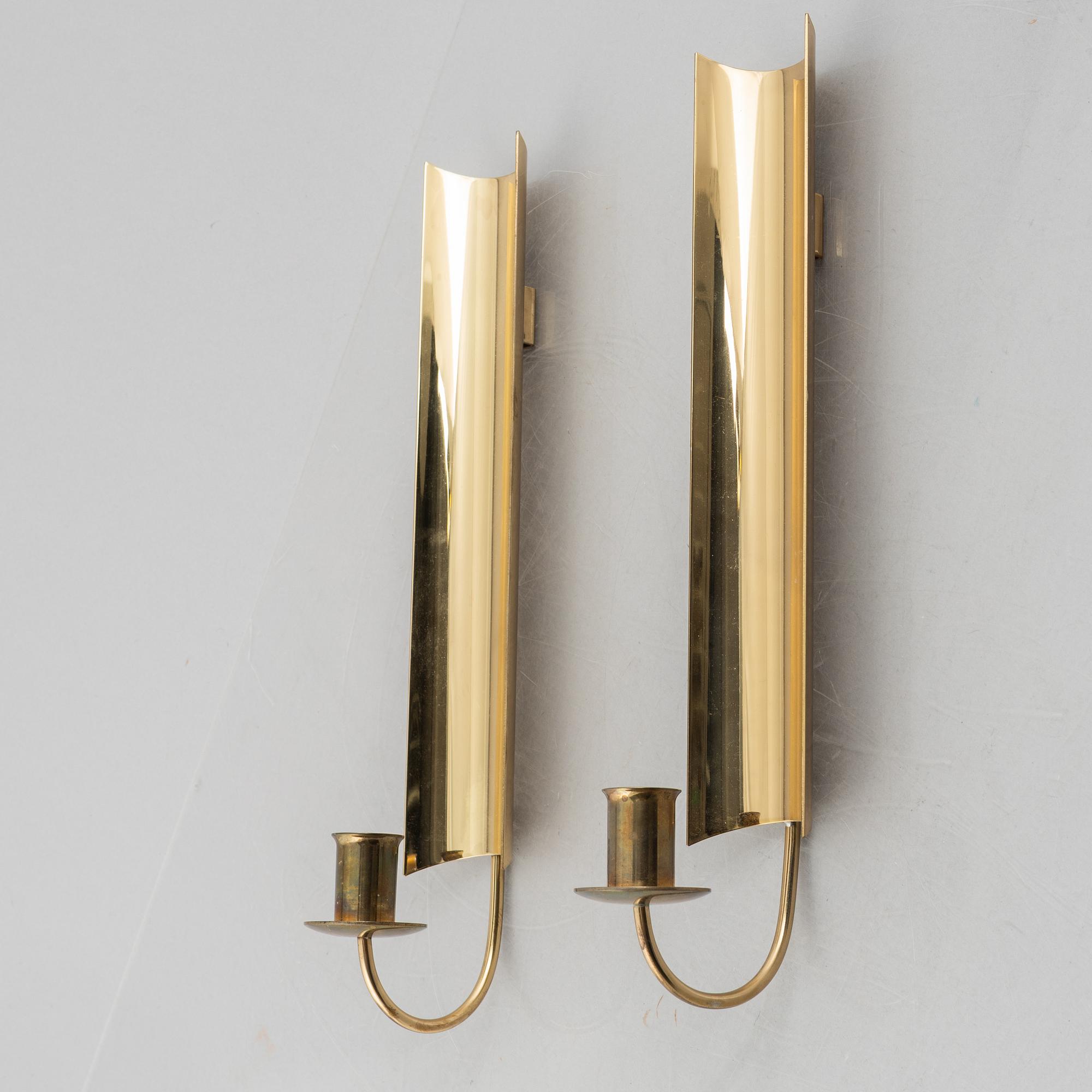 Pierre Forssell, a pair of wall sconces, 'Reflex', Skultuna, 1990-94.