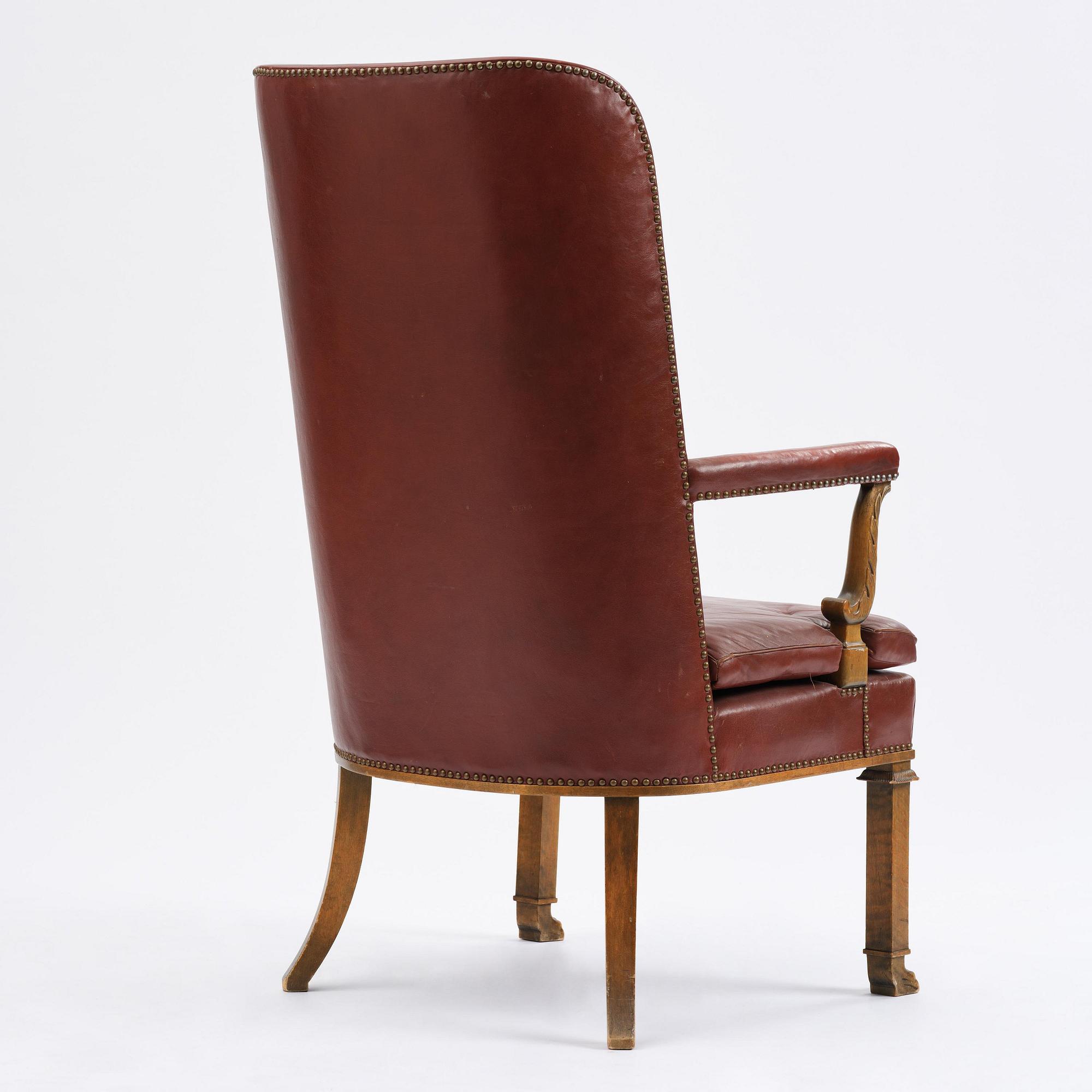 Axel Einar Hjorth, a "Caesar" stained birch and leather armchair, Nordiska Kompaniet, Sweden, 1929.