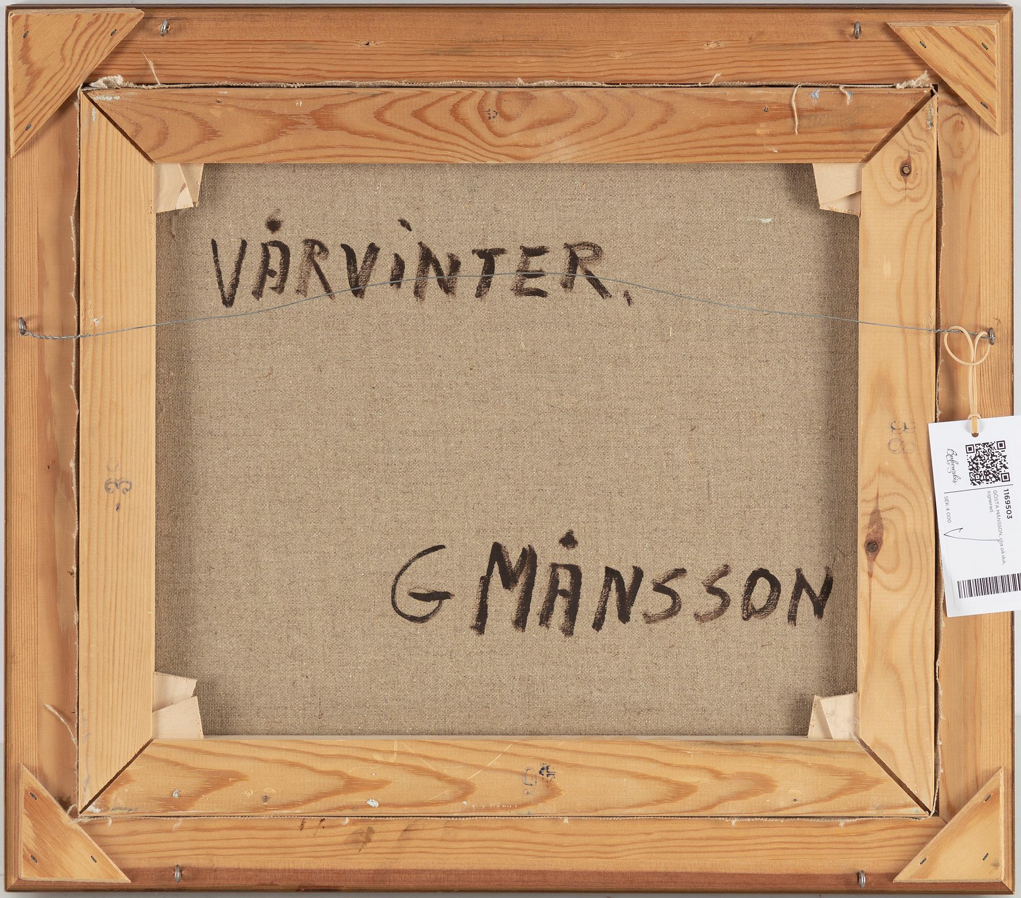 GÖSTA MÅNSSON, oil on canvas, signed G. Månsson.