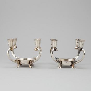 A PAIR OF SILVER PLATE CANDLE EPERGNE CENTREPIECES,  Reed & Barton, first half of the 20th century, USA.