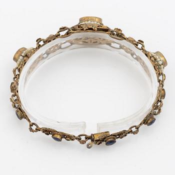 Bracelet, gilded silver with synthetic blue stones.
