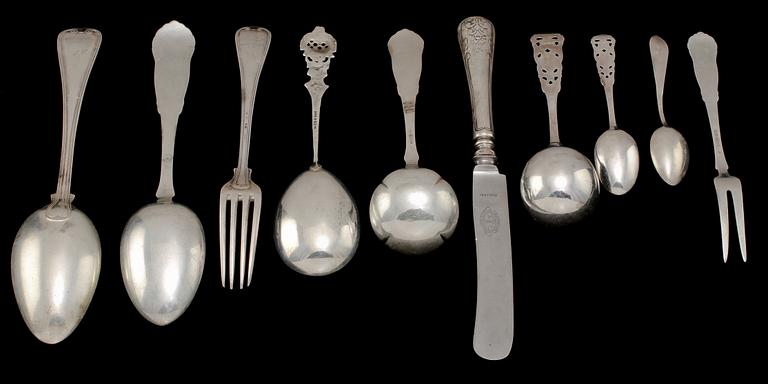 PARTI BESTICK, 34 st, silver, 1900-tal. Vikt 960 g.