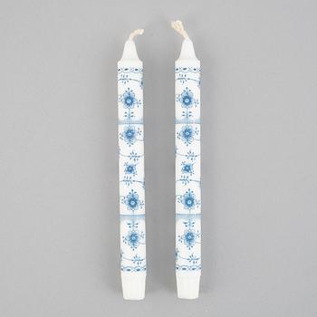 A pair of 'Blue Fluted Full Lace' porcelain candle sticks, Royal Copenhagen, model 1138, 1974-78.