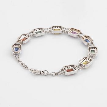 Multi coloured sapphire and brilliant cut diamond bracelet.