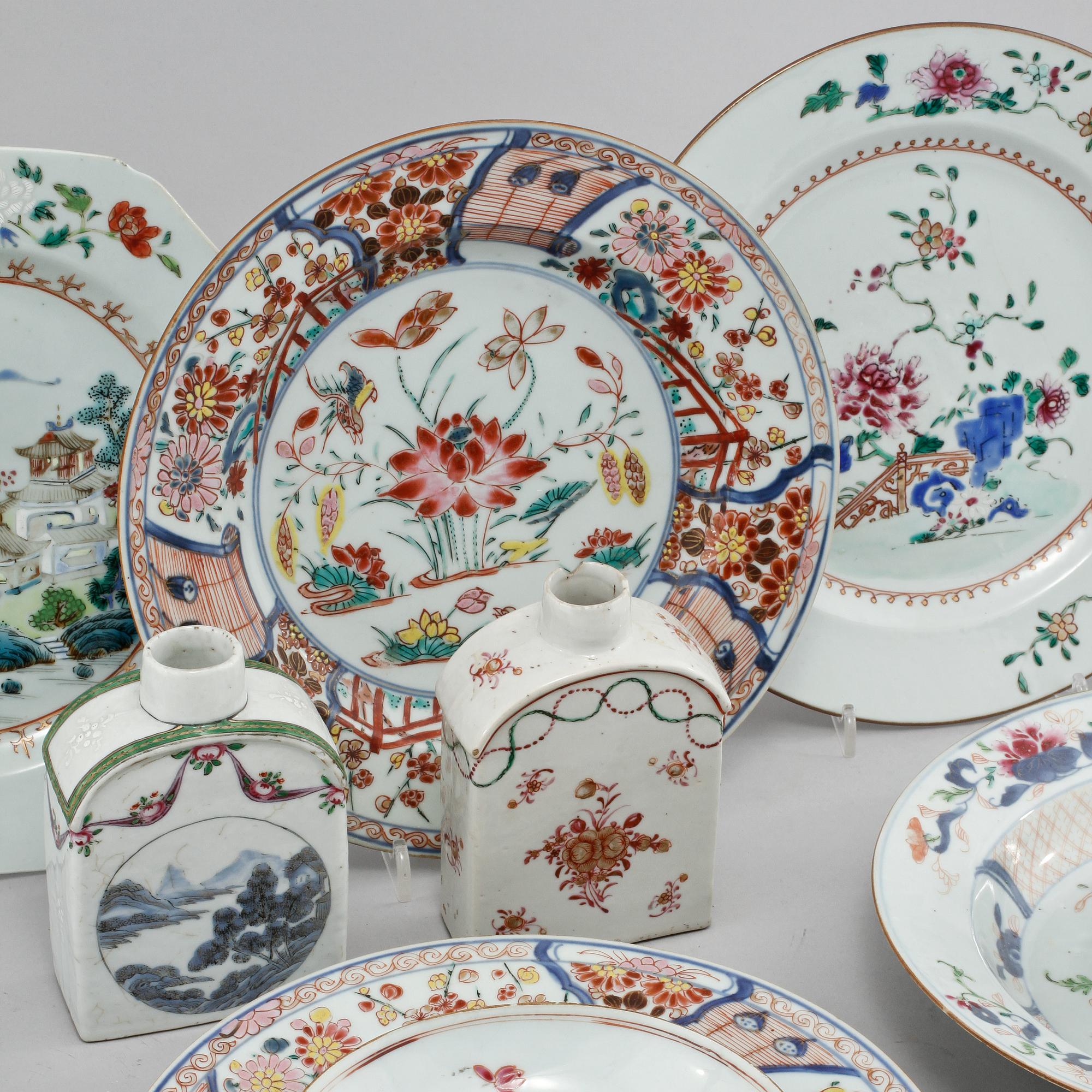 PARTI PORSLIN, 11 delar, Kina, 1700-tal.