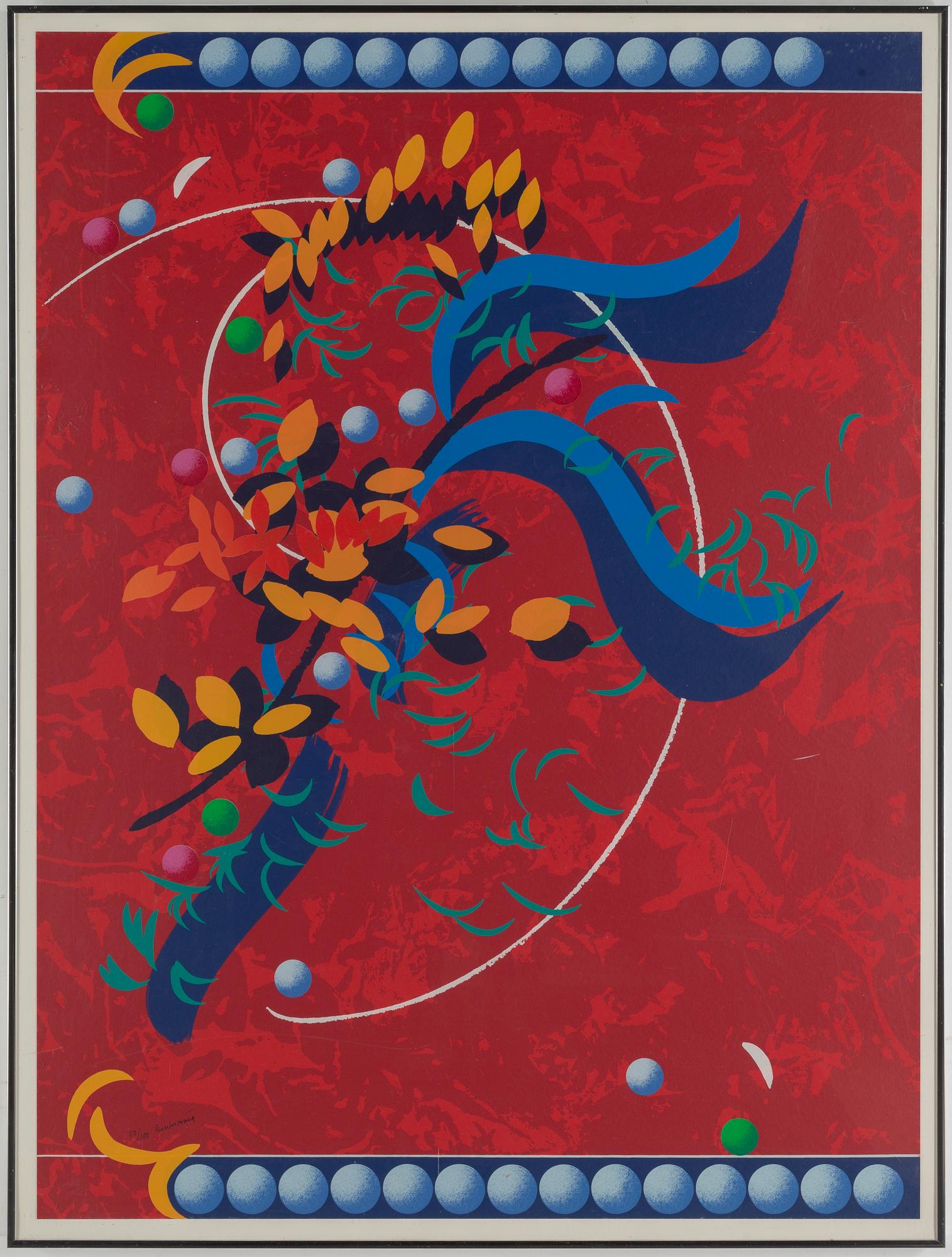 Carl Fredrik Reuterswärd, a lithograph in colours. Signed and numbered 50/100.