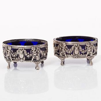 A. Louis Casse, salt cellars, a pair, silver, Paris, 1784.