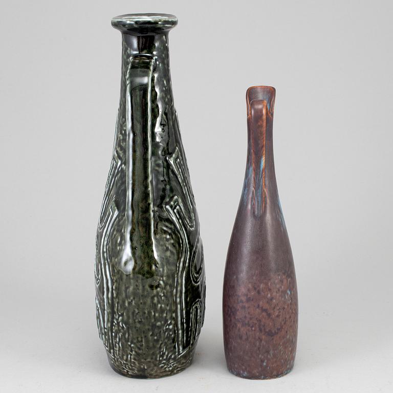 GUNNAR NYLUND, two stoneware jugs, one named "Farina", second half of the 20th century.