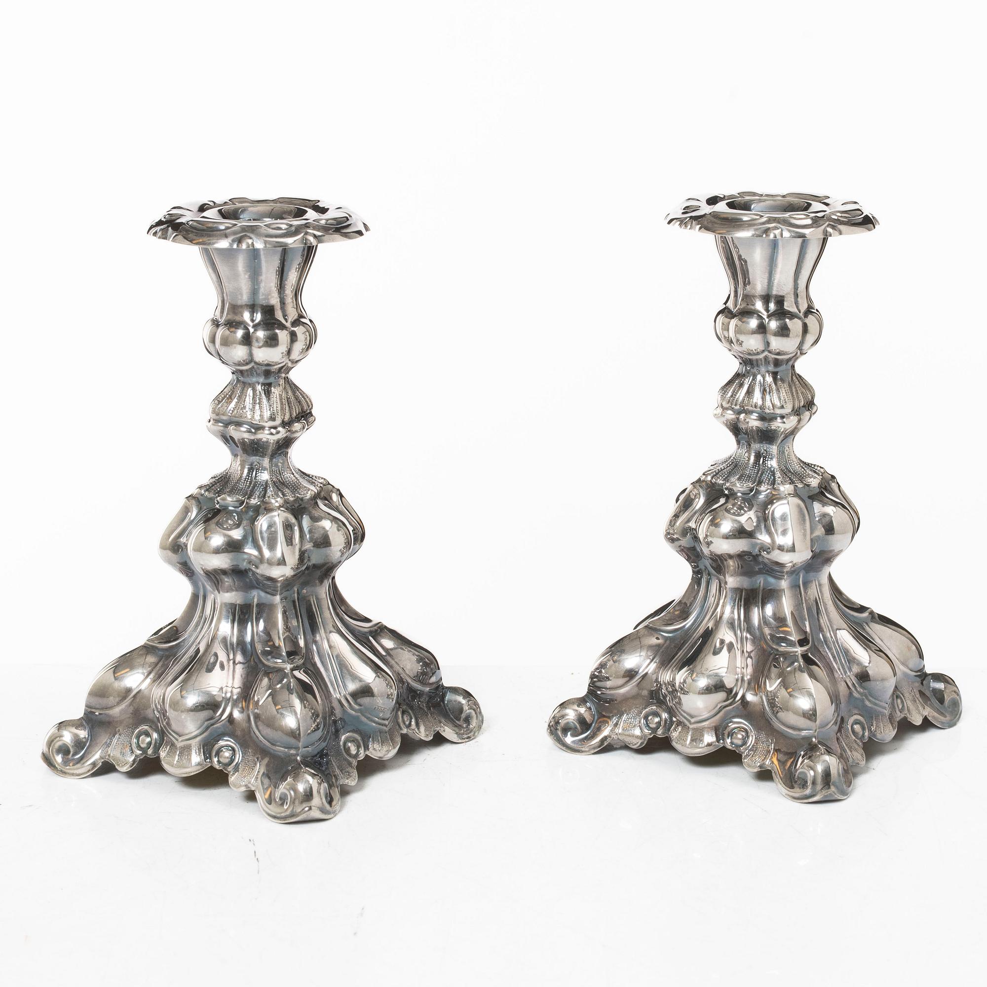 Candelsticks, a pair, silver, TESI, Gothenburg, 1959.