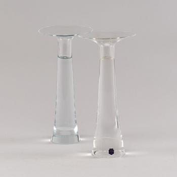 A PAIR OF CENEDESE GLASS CANDLESTICKS, later part of the 20th century.