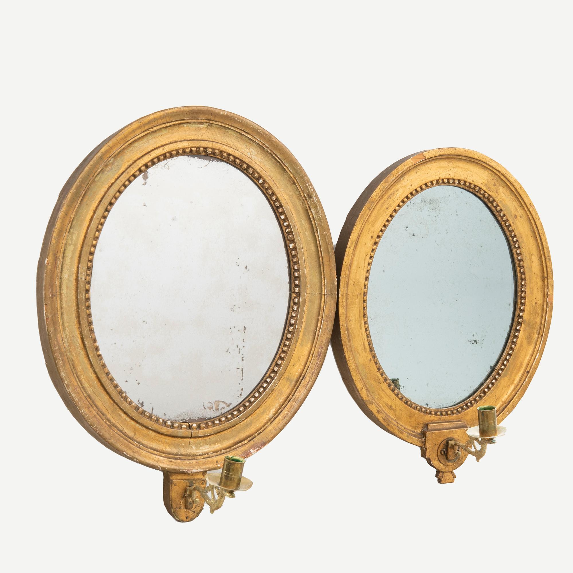 Mirror sconces a pair, late Gustavian around 1800.