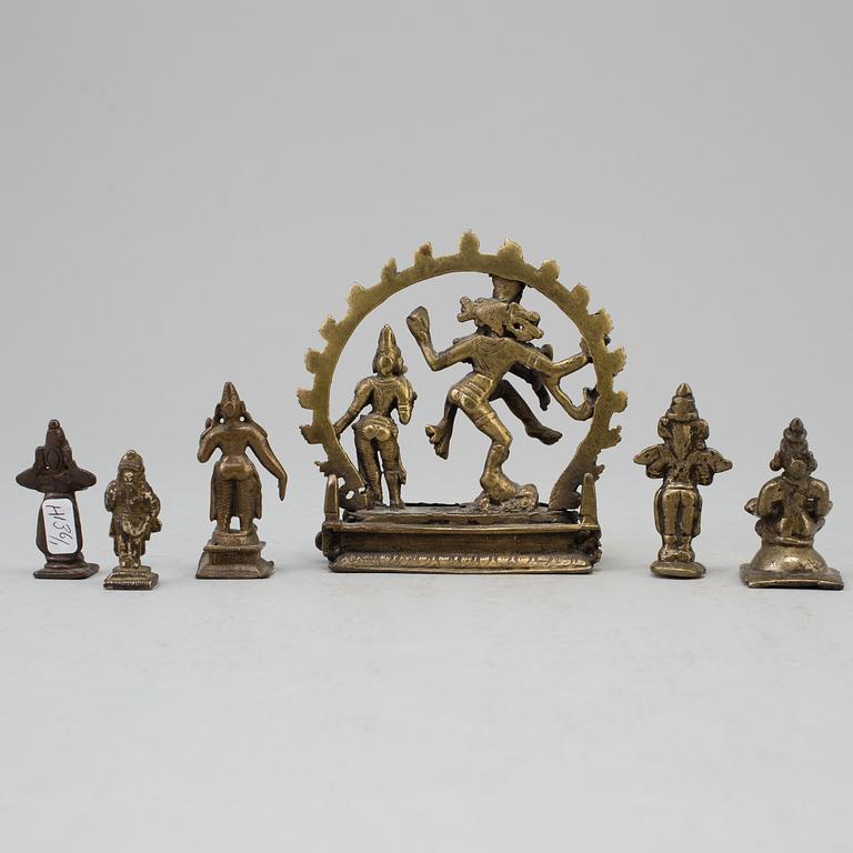 A group of six deities, India, circa 1900.