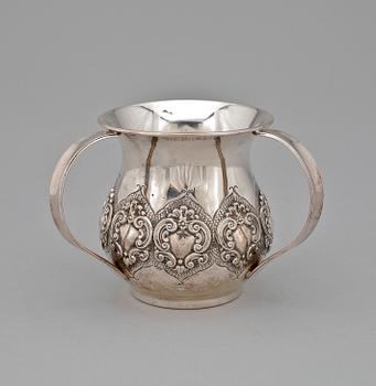 JUDISK BRÖLLOPSBÄGARE, sterlingsilver, 1900-talets andra hälft. Vikt ca 290 gram.