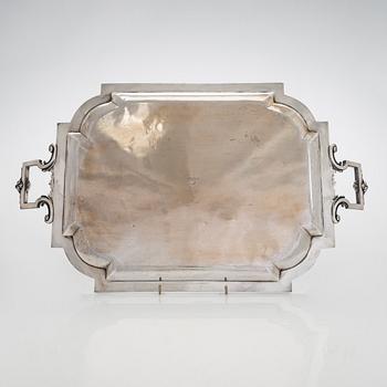 A French silver tray, maker's mark of Charles Mérite, before year 1892.