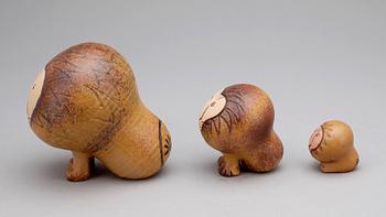 FIGURINER, 3 st, stengods, , Lisa Larson, Gustavsberg, formgiven 1964.