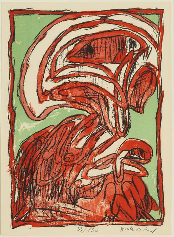 Pierre Alechinsky, "Schismes", fyra stycken färglitografier.