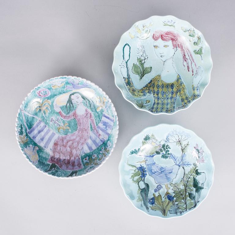 SKÅLAR, 3 st, keramik, signerade Hilkka-Liisa Ahola, Arabia.