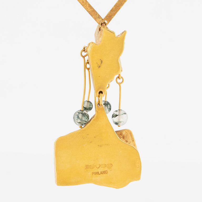 A Björn Weckström, necklace, "It Rains in the Mountains", necklace 18K gold with moss agate. Lapponia 1969. 40 g.