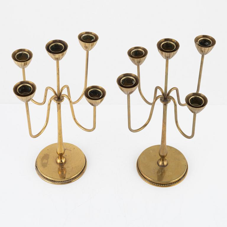 Gunnar Ander, a pair of candelabras, Ystad-Metall, Sweden, mid-20th century.