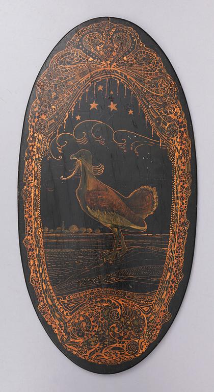 VÄGGPANEL, målad dekor, möjligen Ryssland, 1800-/1900-tal.