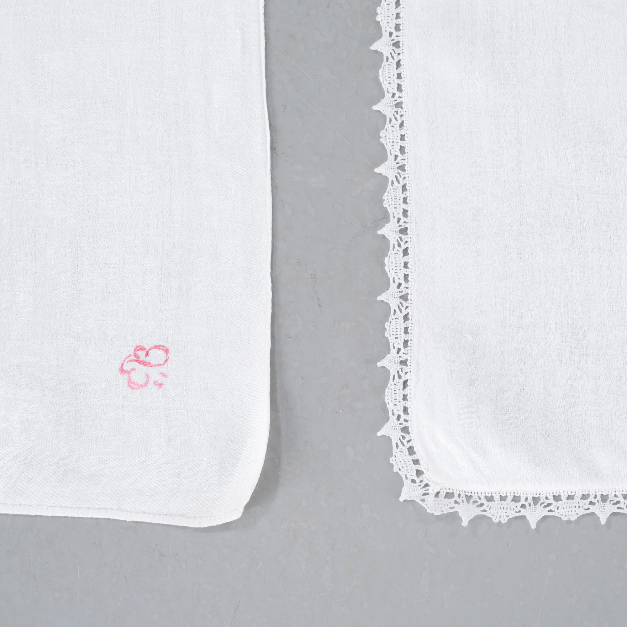 Three 19th century damask napkins.