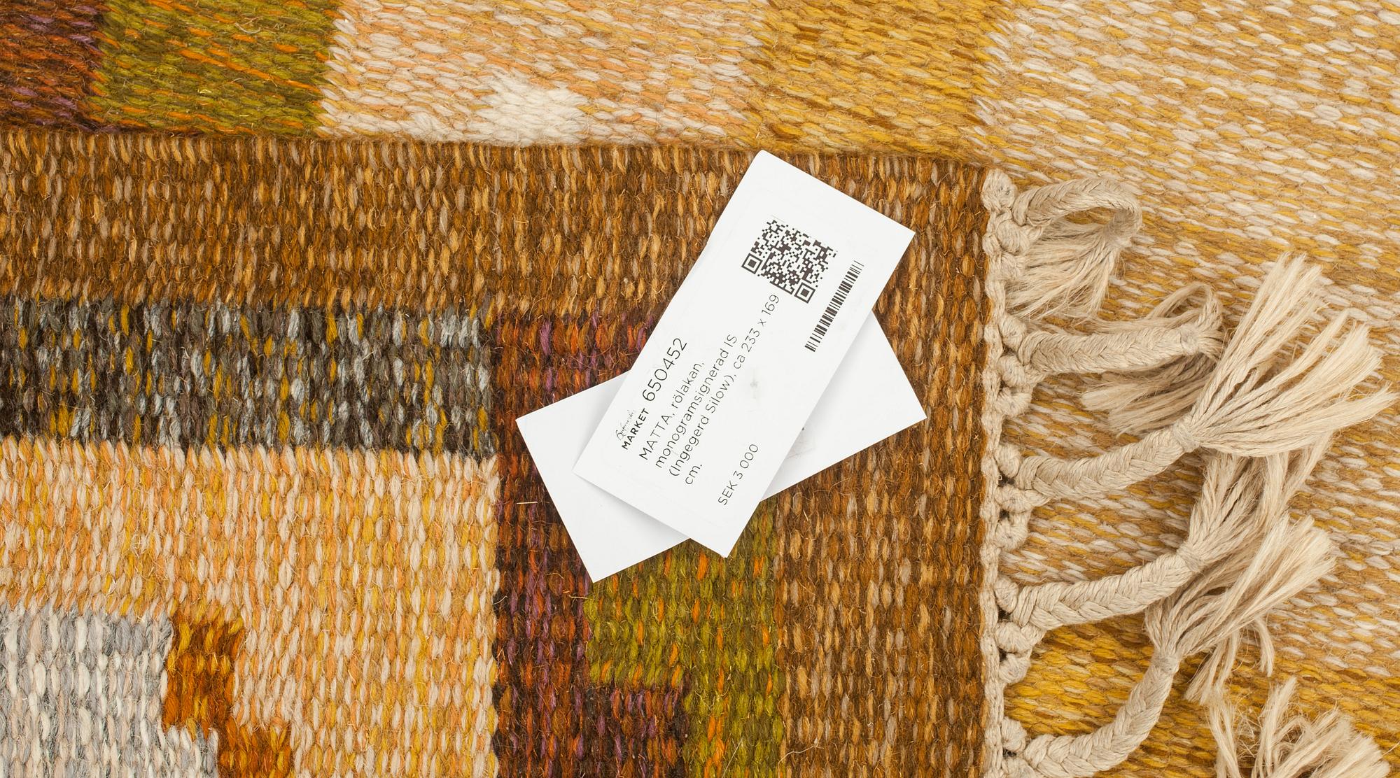 MATTA, rölakan, monogramsignerad IS (Ingegerd Silow), ca 233 x 169 cm.