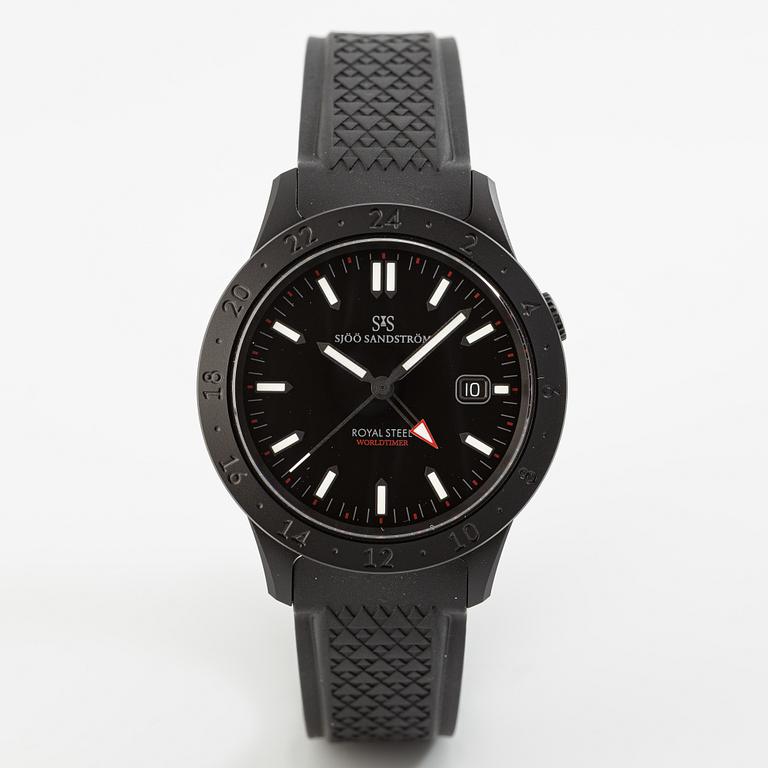 Sjöö Sandström, Royal Steel, Worldtimer, "SÄPO/Swedish Security Service", wristwatch, 41 mm.