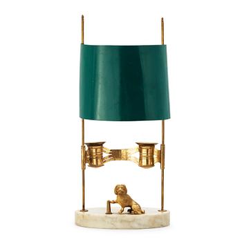 510. A late Gustavian early 19th century two-light table lamp.