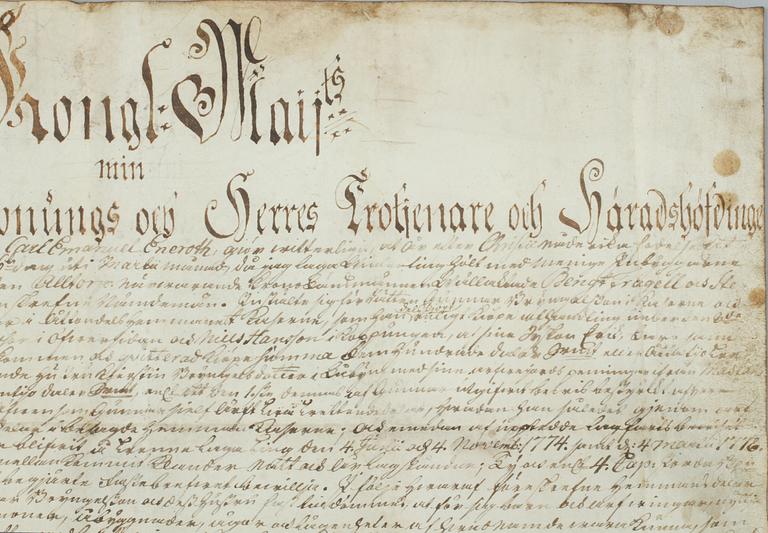 DOKUMENT, pergament, bär datering 1776.
