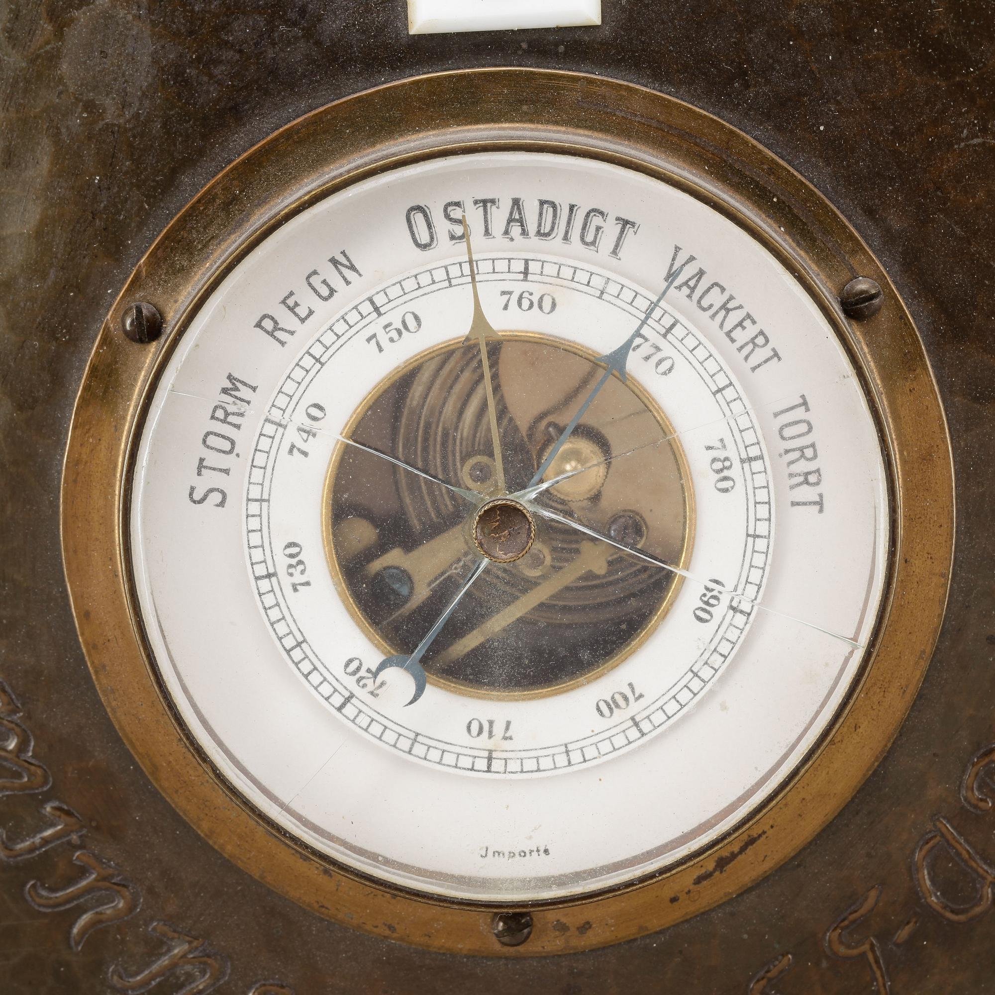 BAROMETER, koppar, Svenska Vikingaorden Göteborg 1922.