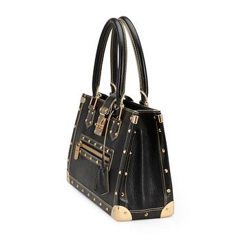 LOUIS VUITTON, a black leather shoulder bag, "Suhali le fabulex".