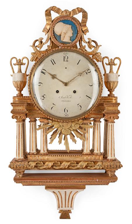 A late Gustavian wall clock by J. Kock, master in Stockholm 1762.