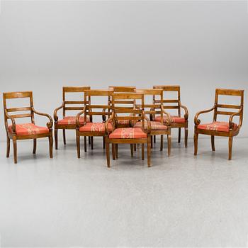 Eight Charles X armchairs, France, first half of the 19th century.