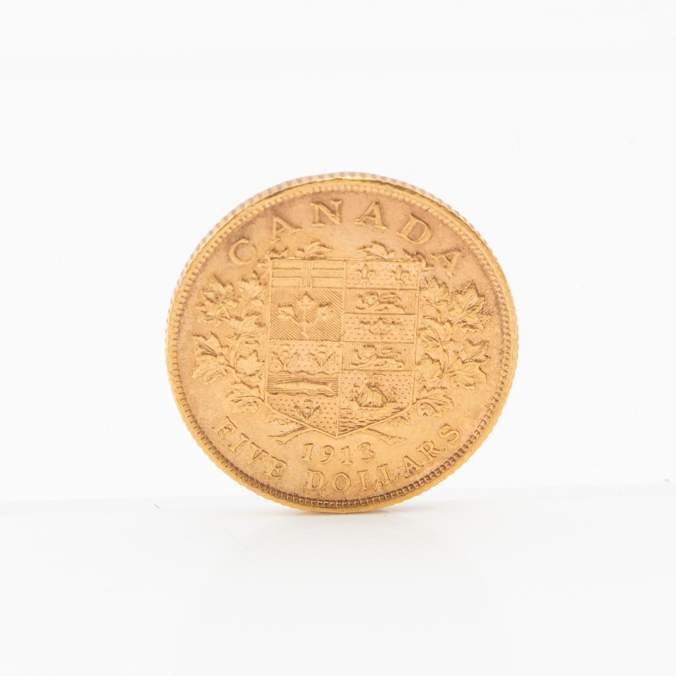 Gold coin 5 dollars 1913 Canada George V.