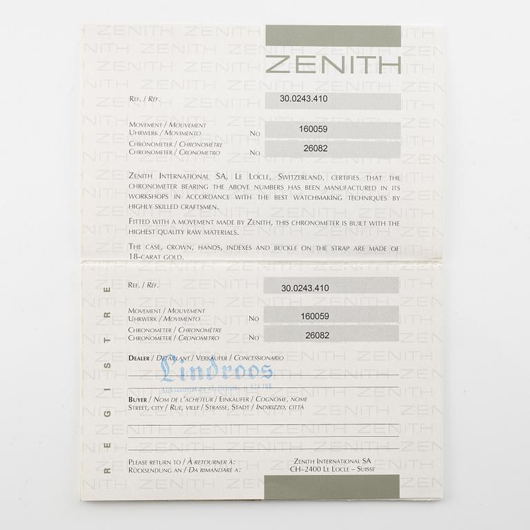Zenith, El Primero, ChronoMaster, "Triple Calendar Moonphase", chronograph, ca 2002.