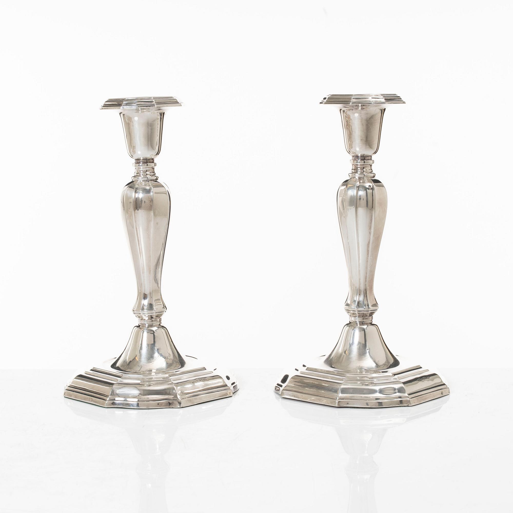 Candelsticks, a pair, silver GAB, Stockholm 1962.