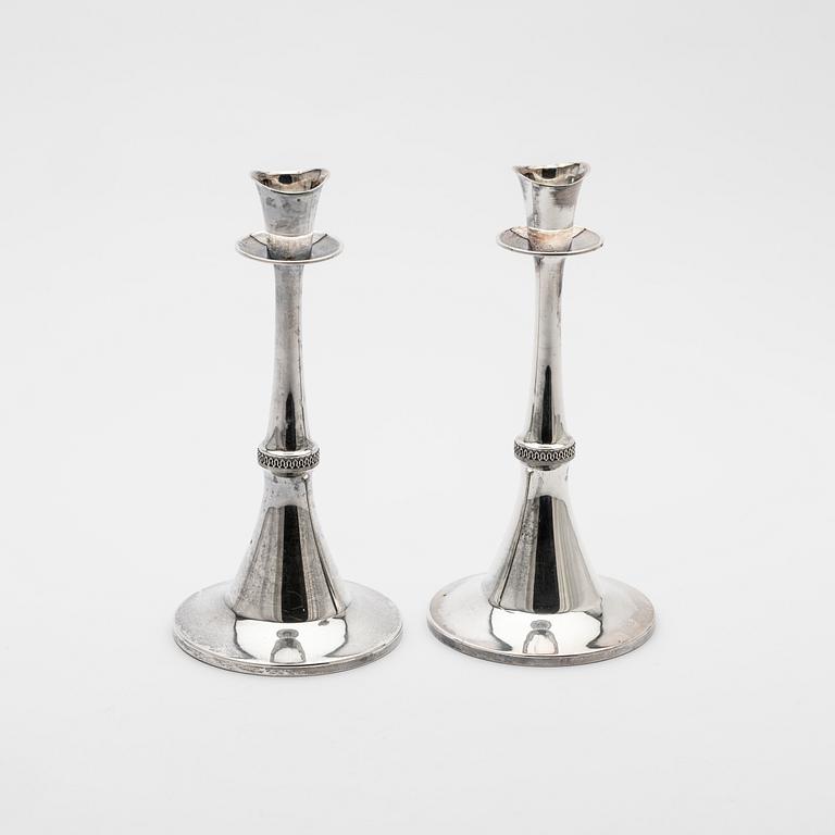 Candelsticks, a pair, silver, MGAB, Uppsala, 1964.