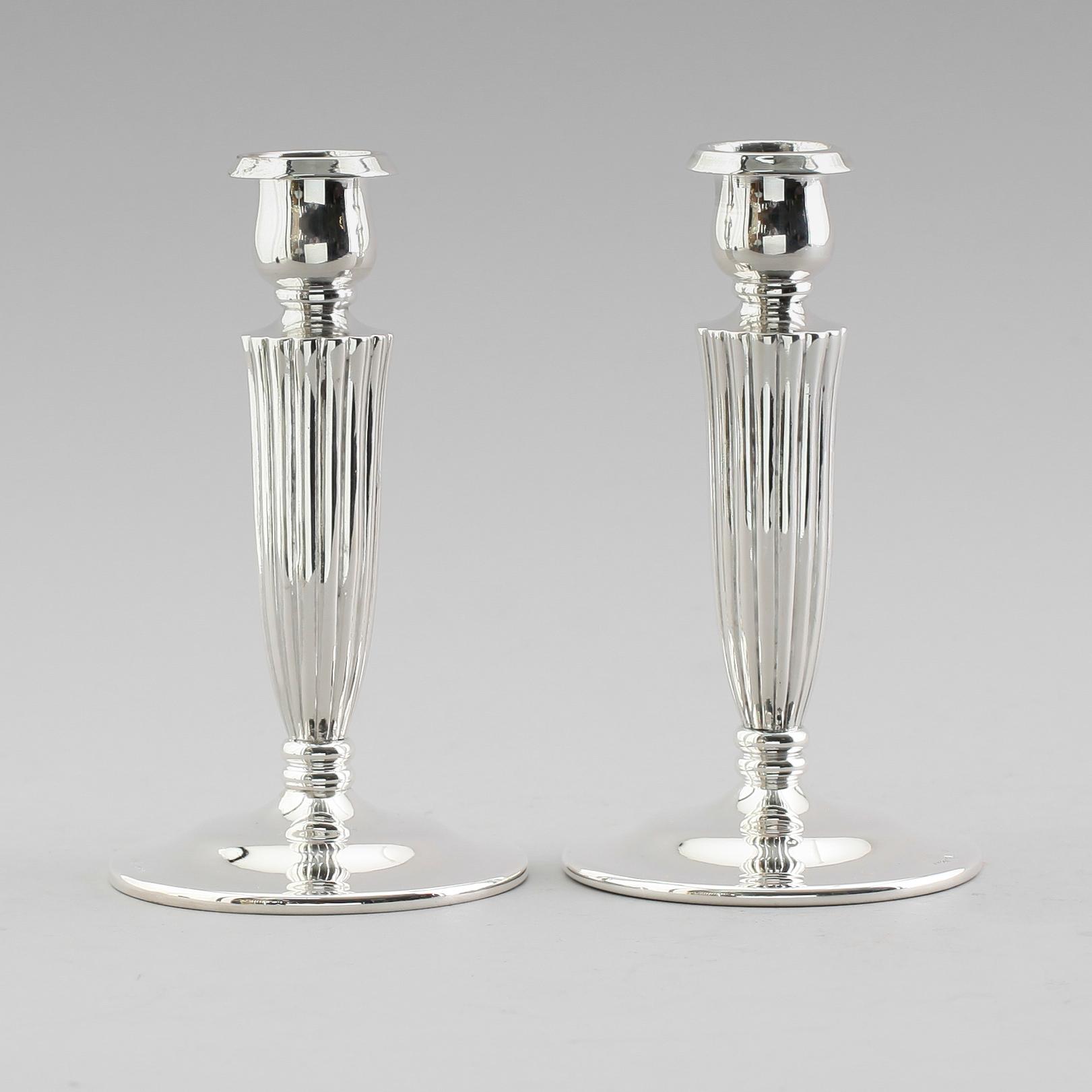 LJUSSTAKAR, 1 par, silver, Jensen, 1900-tal.