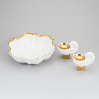 KARIN BJÖRQUIST, table wear, 3 (2+1) pieces, bone china, "Nobel" + "Nobel 1992", Rörstrand/Gustavsberg.