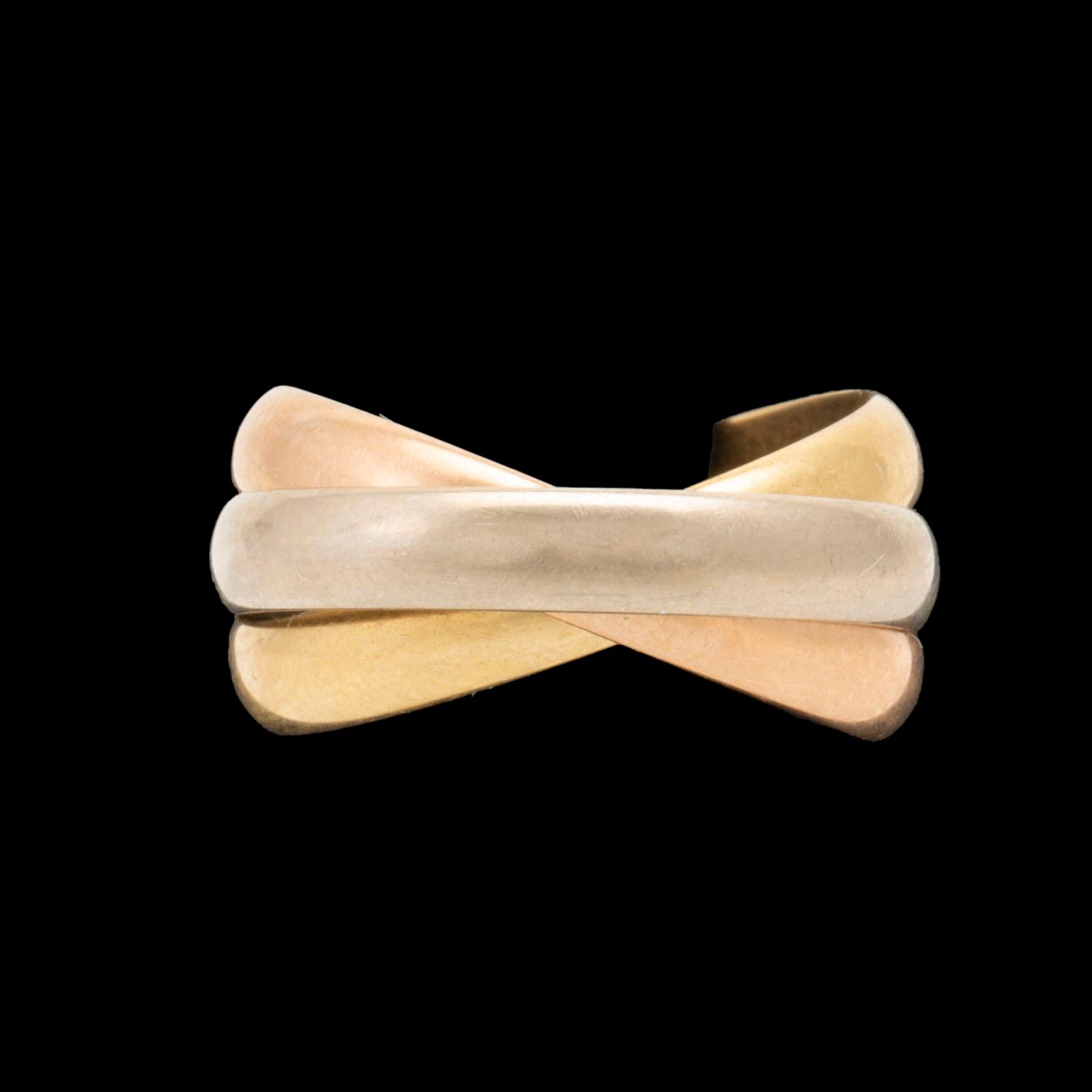 Cartier, Ring, "Trinity", 18K guld i tre färger. ca 7,3  g, storlek ca 17,5/55, originalask.