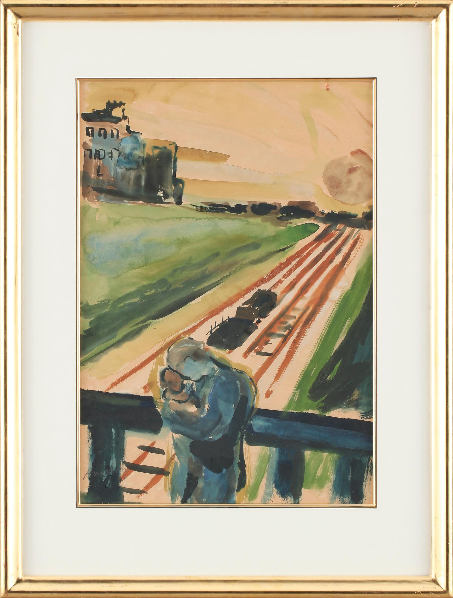 ALBIN AMELIN, akvarell, signerad.