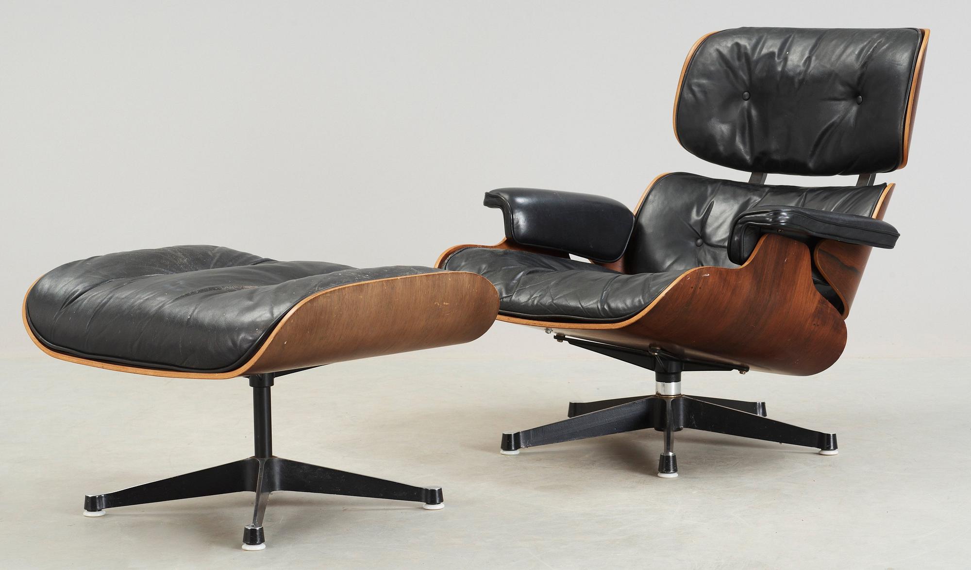 A Charles & Ray Eames 'Lounge Chair and ottoman', Herman Miller, USA.