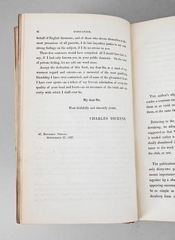 BOK, "The Pickwick Papers" av Charles Dickens, Chapman and Hall, första upplagan London 1837.