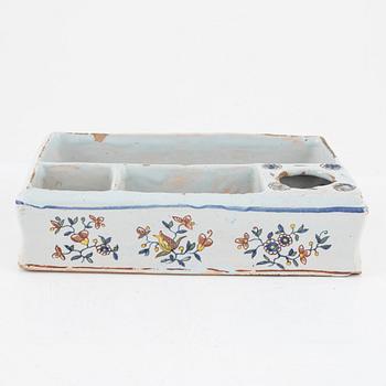 A French faience desk set, 18th Century.