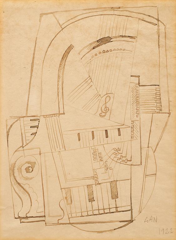 GÖSTA ADRIAN-NILSSON, tusch på papper. Signerad GAN och daterad 1922.