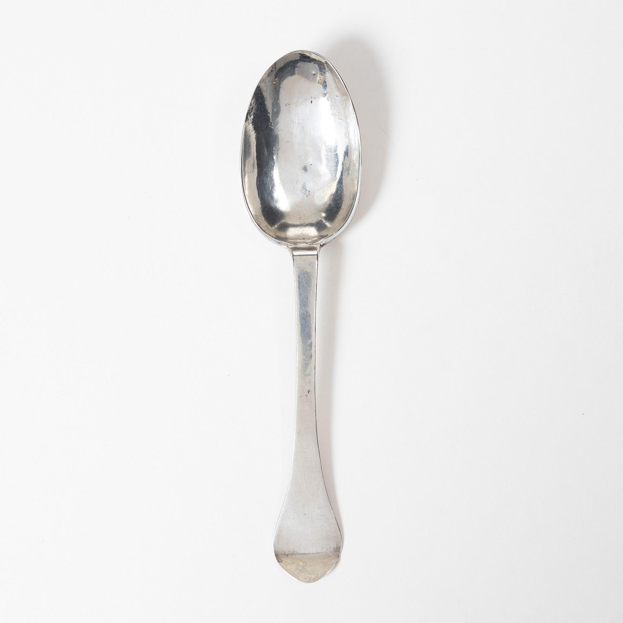 A Swedish silver rat-tail spoon, mark of Jacob Brunck, Stockholm 1733.