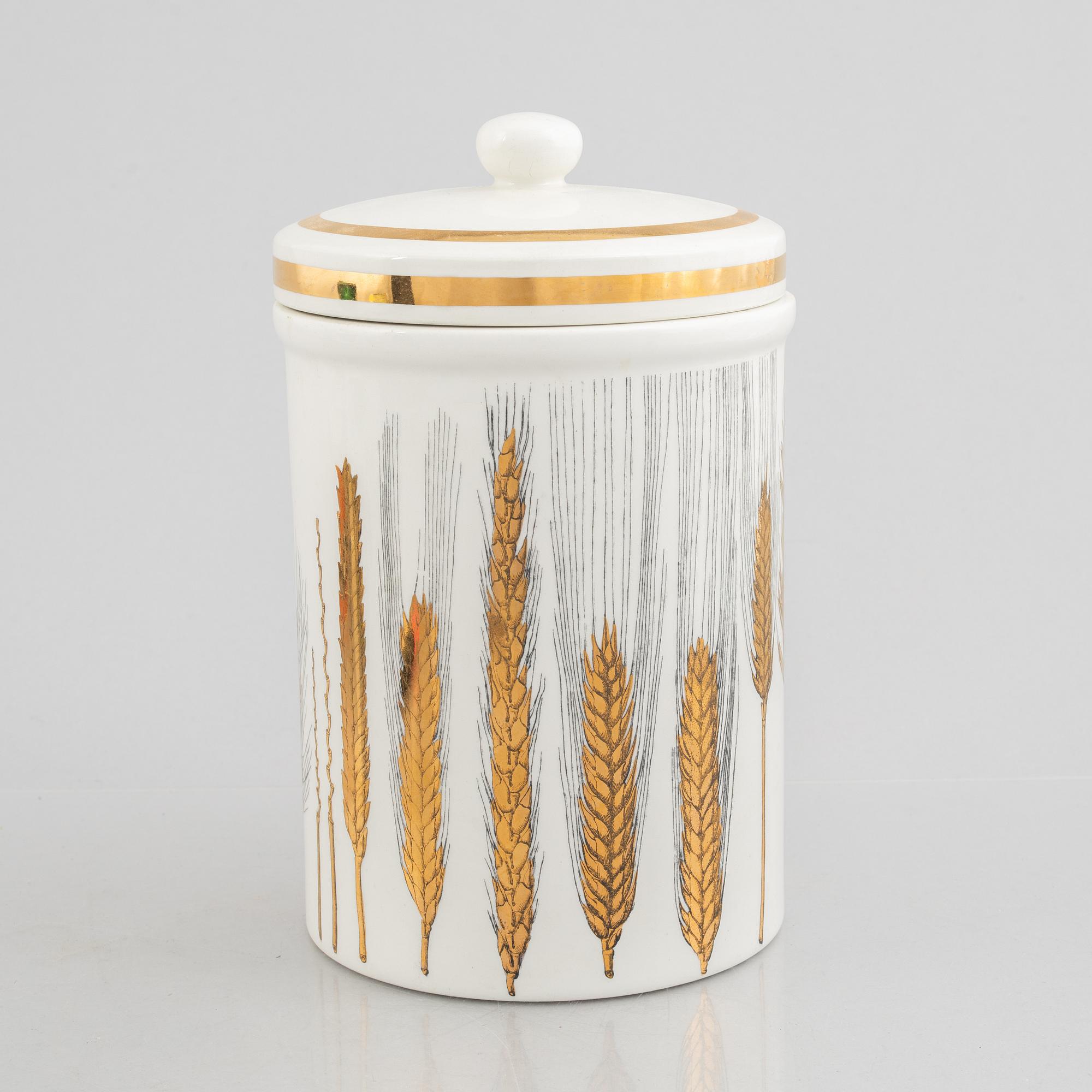 Piero Fornasetti, burk med lock, flintgods, Milano, Italien.
